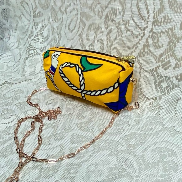 Christian Dior Yellow Abstract Canvas Cosmetic Pouch- Crossbody 6in x 3in x 2in - Picture 2 of 12